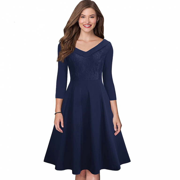 Elegant Embroidered A-Line Pinup Party Women Flare Dress