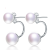 Double Pearl Earrings in 100% Genuine Natural Freshwater Pearl 2